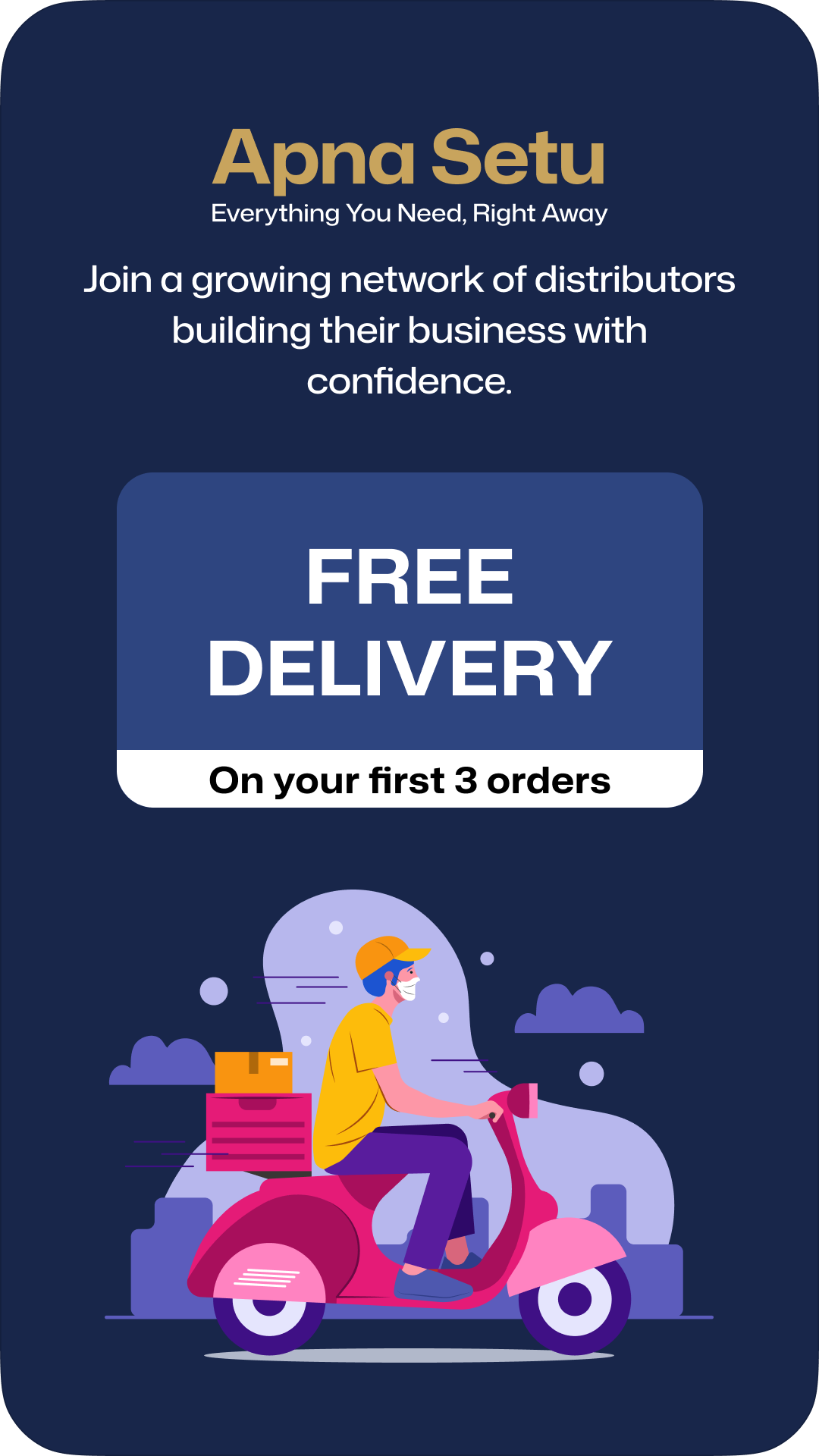Apna Setu free delivery offer screen